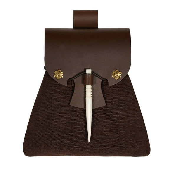 Mythrojan Medieval Pouch Renaissance Cosplay Costume Accessory Canvas Belt Pouch LARP Waist Bag for Reenactments, Medieval Events, Viking Theme Parties - Brown