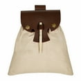 thumbnail image 1 of Mythrojan Medieval Canvas Belt Pouch – LARP Waist Bag for Cosplay & Events, 7"x7", Ecru/Brown, 1 of 8