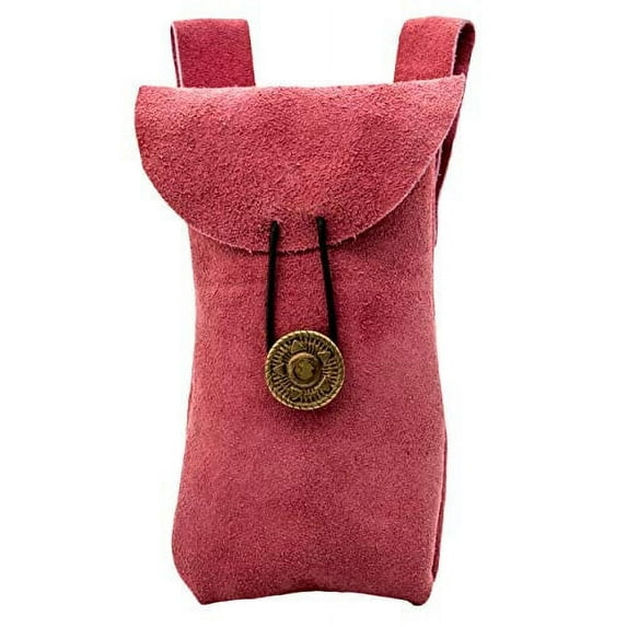 Mythrojan Medieval Renaissance Suede Jewelry Belt Pouch LARP Costume Waist Bag - Pink