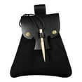 thumbnail image 1 of Mythrojan Medieval Small Leather Belt Pouch LARP Renaissance Waist Bag - Black, 1 of 5