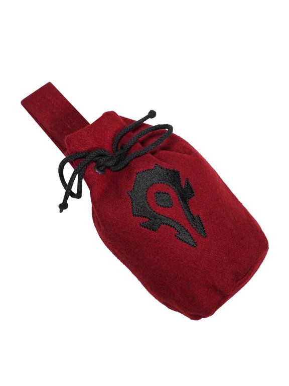 Medieval Viking Woolen Belt Pouch Drawstring Portable Pouch with Celtic Embroidered Design Coin Purse Costume Waist Bag for Ren Faire, LARP, Cosplay, Historical Events - Maroon