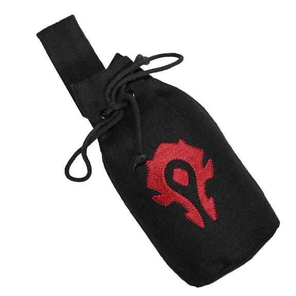 Mythrojan Medieval Woolen Belt Pouch Drawstring Portable Pouch Embroidered Coin Purse Costume Waist Bag for Cosplay, LARP , Renaissance Renfair - Black