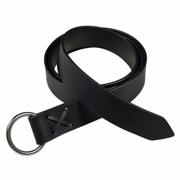 Mythrojan O Ring Medieval Leather Viking Belt LARP Renaissance Belt – Black