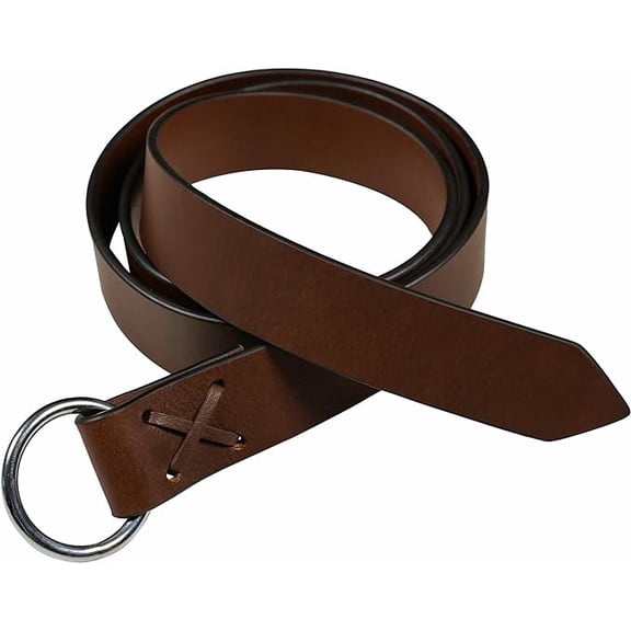 Mythrojan Tan Leather Viking Belt Medieval O Ring Belt for LARP Renaissance Cosplay