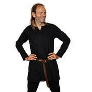 Mythrojan  Raider  Canvas Tunic 100% Cotton Medieval Viking Knight SCA LARP - Black - Size XXL
