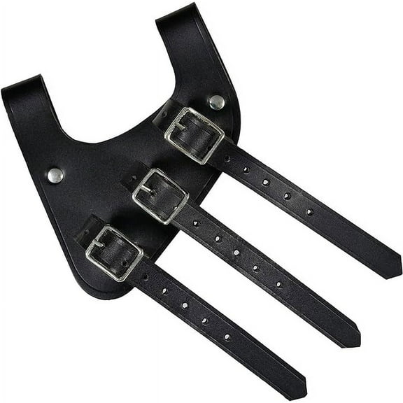 Mythrojan Leather Sword Frog Medieval Handmade Left Hand Renaissance Sword Holder, 6" x 5" - Black