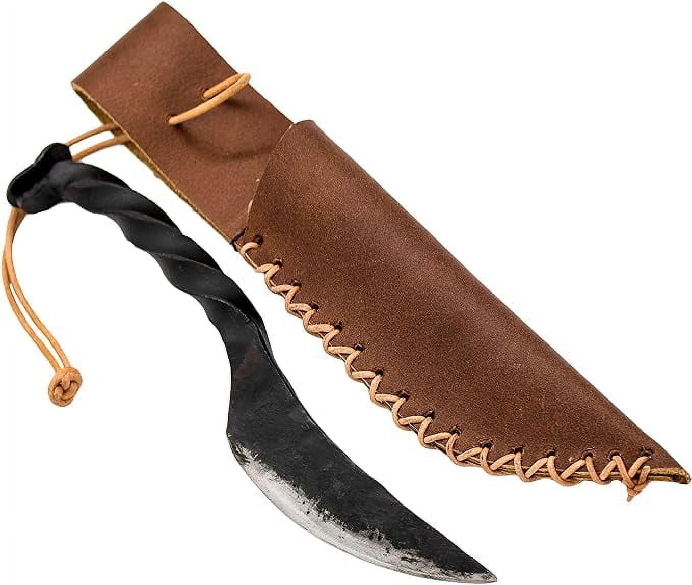 Mythrojan Twisted Railroad Spike Knife Hand Forged Rail Knife with Sheath