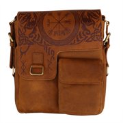 Mythrojan Urban Viking Genuine Leather Messenger Bag, 10.6" x 8.6" x 2.6", Brown, 1-Piece