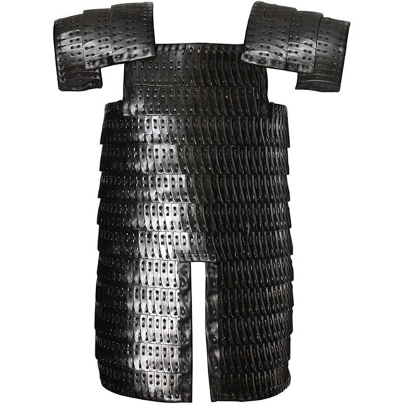 Mythrojan Viking Armor Lamellar Scale Tunic | Medieval Leather Armor for Renaissance Cosplay and Varangian Body Armour | Large Size | Black