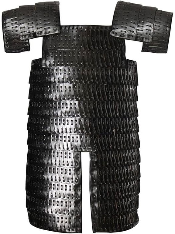 Viking Armor Lamellar Scale Tunic | Medieval Leather Armor for Renaissance Cosplay and Varangian Body Armour | Medium Size | Black