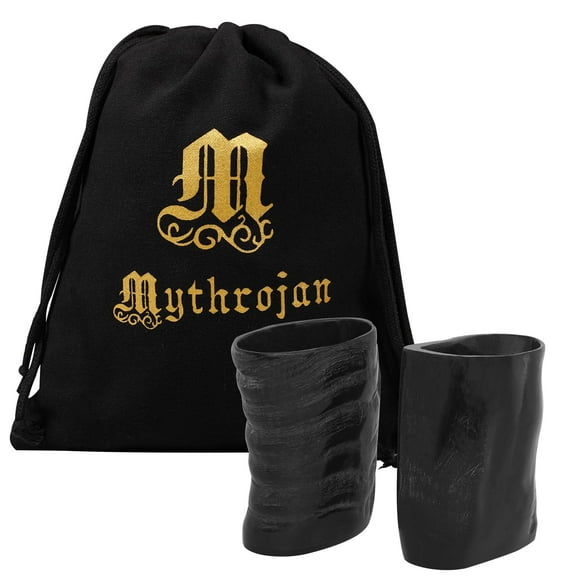 Mythrojan Viking Drinking Buffalo Horn Shot Glass with Free Canvas Bag Drinking Vessel Tumbler for Viking Events Renaissance Norse Medieval Tankard Shot Glass - 3", Pack of 2