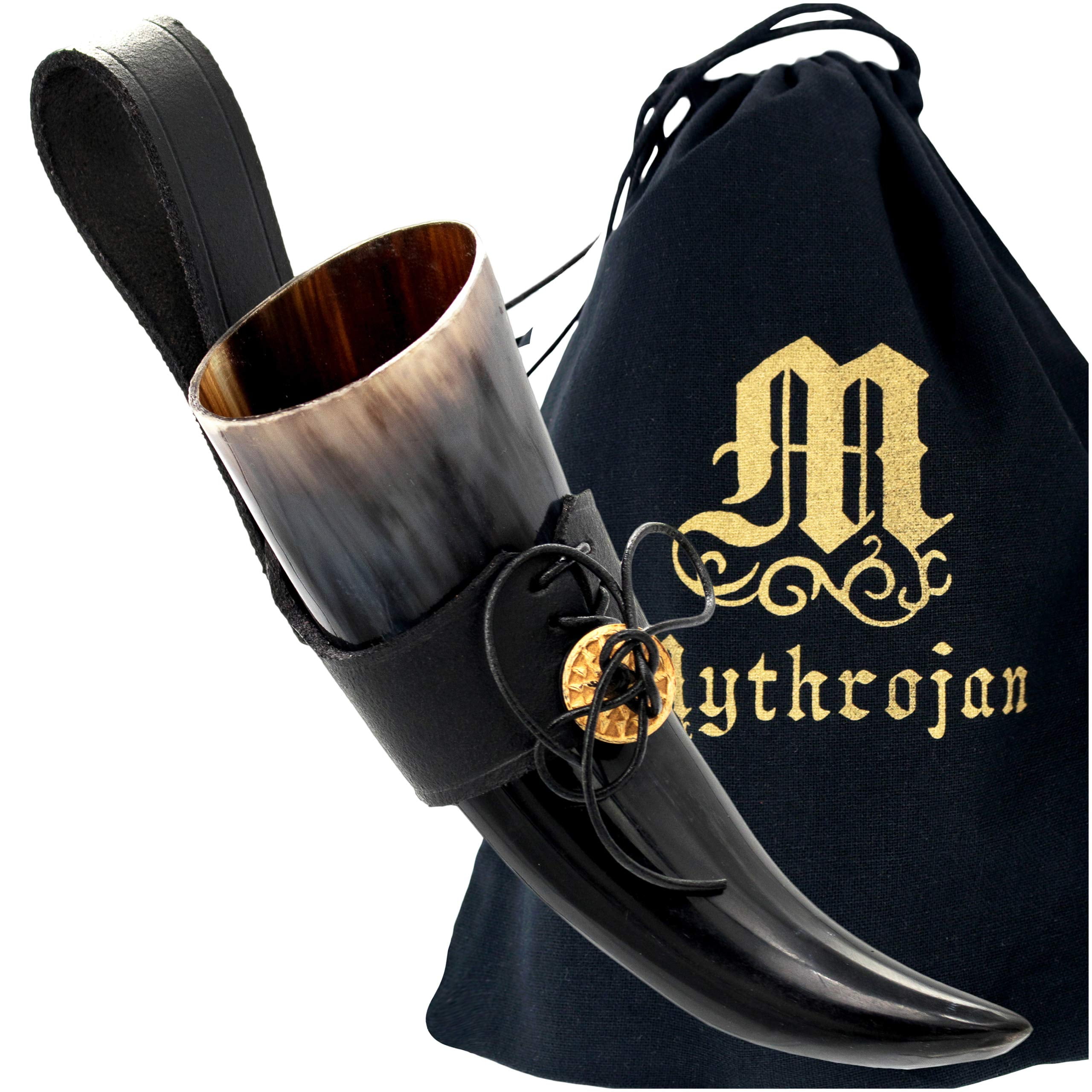 Mythrojan Viking Drinking Horn Black Medieval Beer Drinking Horn