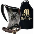 thumbnail image 1 of Mythrojan Viking Drinking Horn Tankard Viking Mead Ale Wine Beer Cup with Leather Strap and Free Canvas Bag Handmade Authentic Ale Home Decor Gift 20 oz, 1 of 7