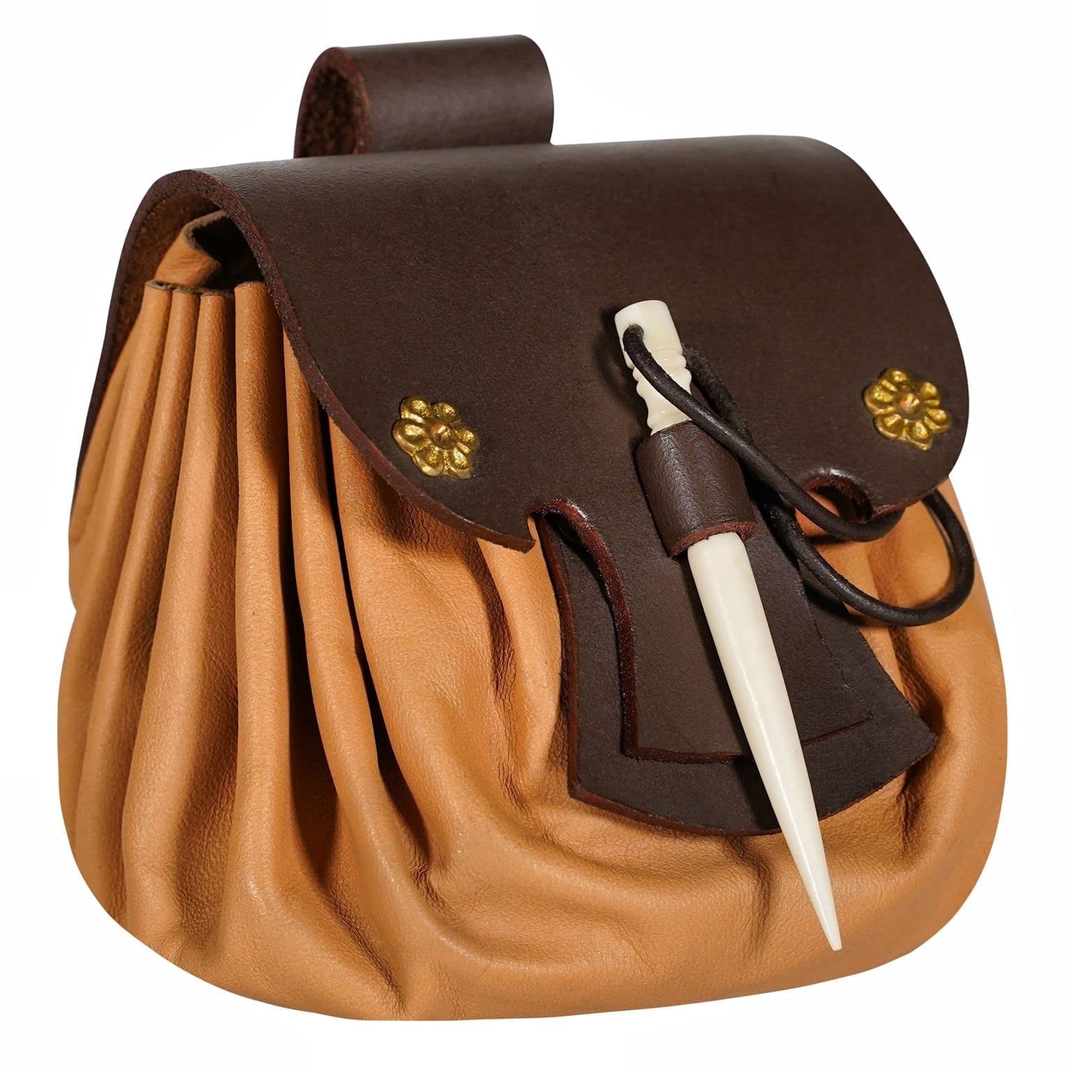 Mythrojan Vintage Leather Pouch LARP Renaissance Waist Bag with Elegant ...