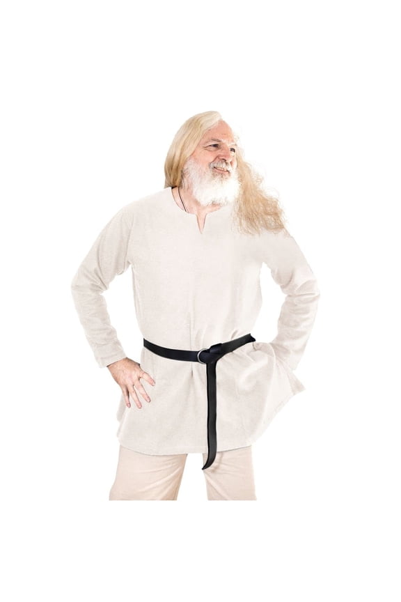 White Medieval Viking Canvass Shirt Renaissance Men Tunic Costume Warrior Knight Cosplay LARP Adult Laced Sleeves Shirt Medium