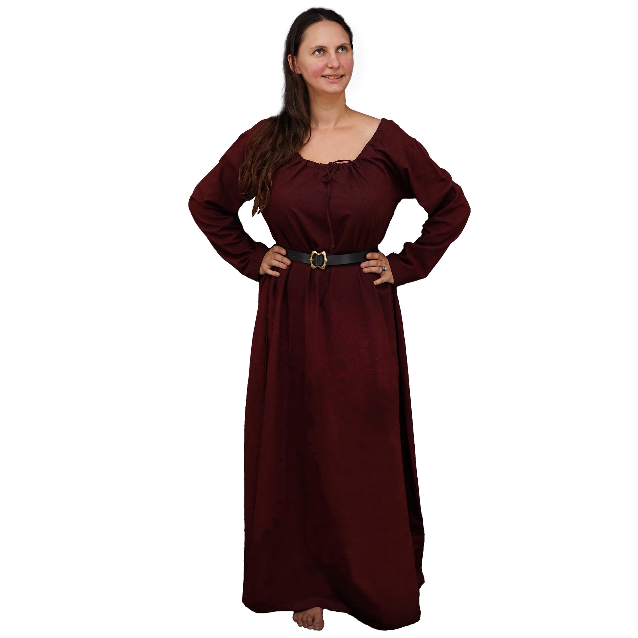 medieval brown dress QATAINLAV Renaissance Costume Women Vintage Medieval Dress Cold Shoulder Short Sleeve Peasant Pirate Irish Maxi Dresses, Brown, XL