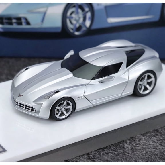 Mytopshop 1:64 HEC MK Silver C7 Stingray Concept Sports Model Diecast Resin Car