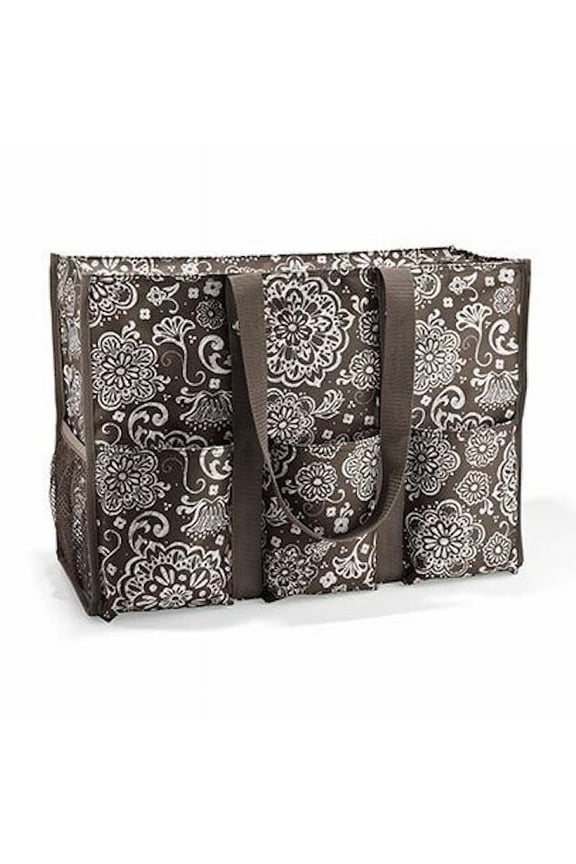 New Super Organizing Zip Top Utility Tote Storage Organizer Beach Laundry Picnic Party Bag 31 Gift In Woodblock Floral