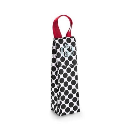 Mytopshop perfect bottle thermal tote bag wine cool 31 black spotty dot