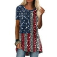 thumbnail image 1 of Mytrendy Women American Flag Print Round Neck Short Sleeve Casual Top T-Shirt, 1 of 3