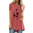 thumbnail image 1 of Mytrendy Women Dandelion Print Short Sleeve Tee Round Neck Baggy Casual Top T-Shirt, 1 of 3