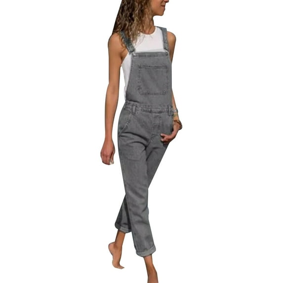 Mytrendy Women Denim Straps Dungarees Jumpsuit Front Pocket Bib Overalls