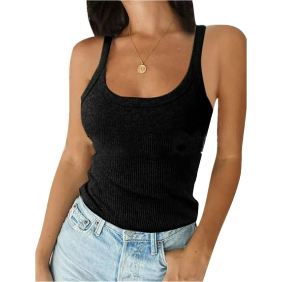 Mytrendy Women Solid Color Ribbed Basic Tank Tops