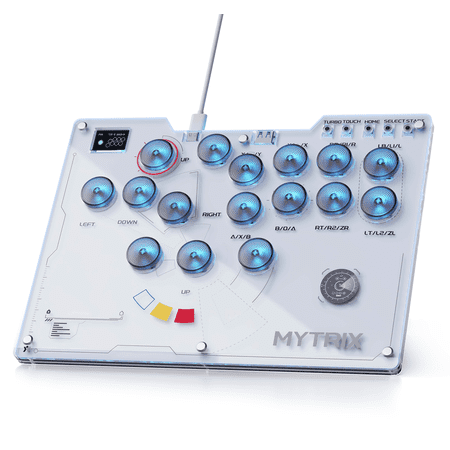 Mytrix Arcade Stick 16Keys All-Button Leverless Controller for PS4/PC/PS3/Switch/Steam, with Turbo Functions, Custom RGB Light, Supports Hot Swap, SOCD, Removable Plate - Interstellar Design