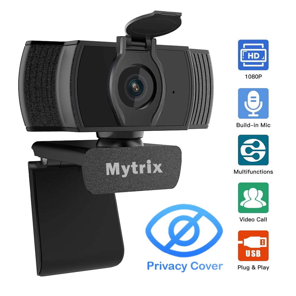 Mytrix Auto Focus Full HD 1080P Webcam With Privacy Cover, Built-in Noise Cancelling Mic, USB Webcam for Windows Mac ...