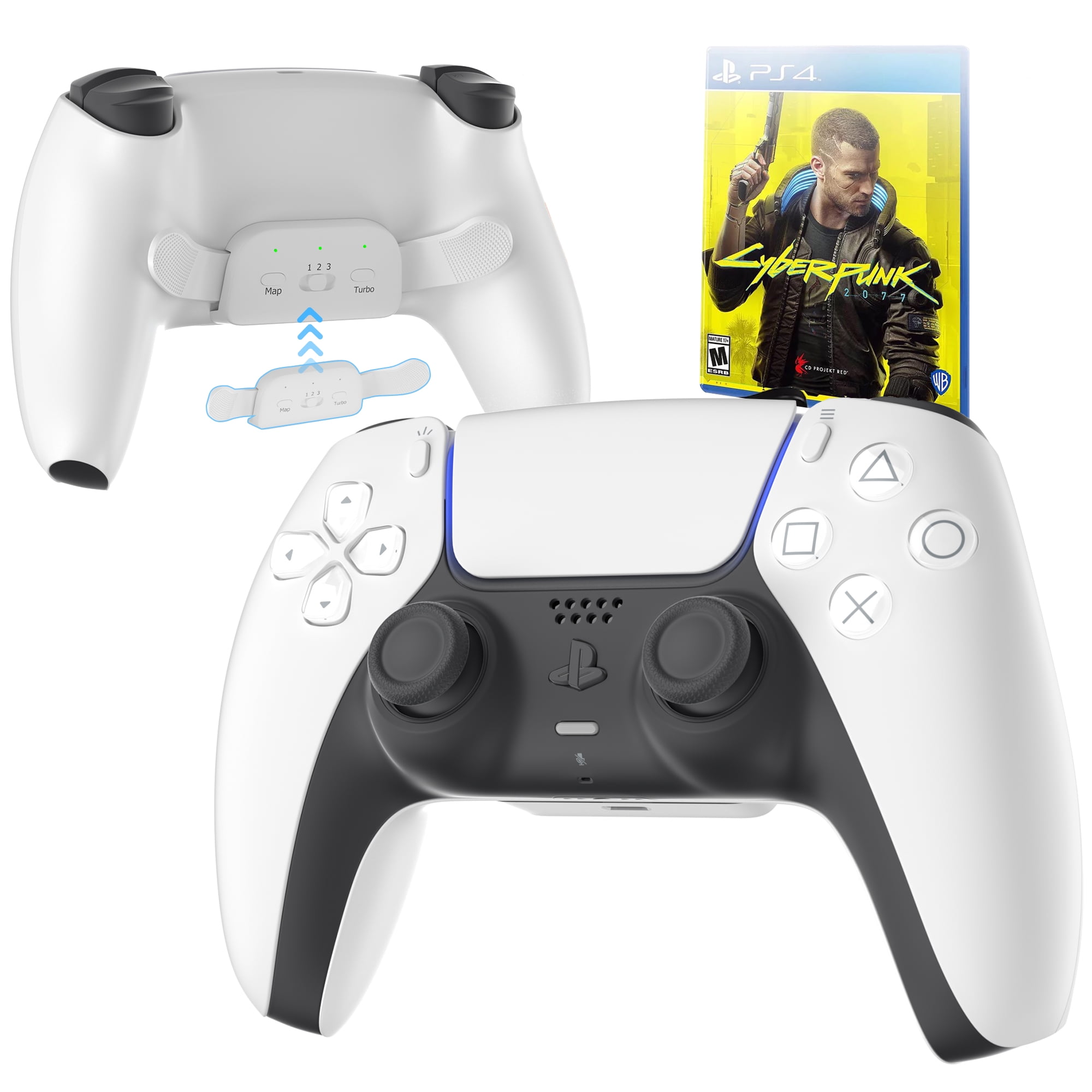 Mytrix PS5 Wireless Gaming Custom Controller with Paddles White,  Programmable Remap Back Paddles Kit, Included Rainbow 6 Siege 