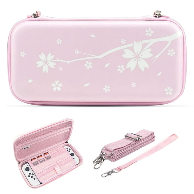 Mytrix Pink Cherry Blossoms Carrying Case for Nintendo Switch, Portable ...
