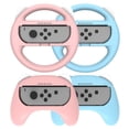 thumbnail image 1 of Mytrix Racing Steering Wheels Hand Grips Accessories For Nintendo Switch Joy Con with Kawaii Cat Ears - Pink and Blue 4 Pcs, 1 of 8