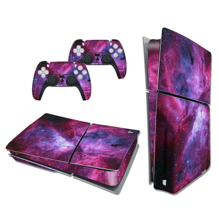 Mytrix Whole Body Protective Skin for PS5 Slim Disc Console & Controllers, Cosmic Galaxy, 3 Count