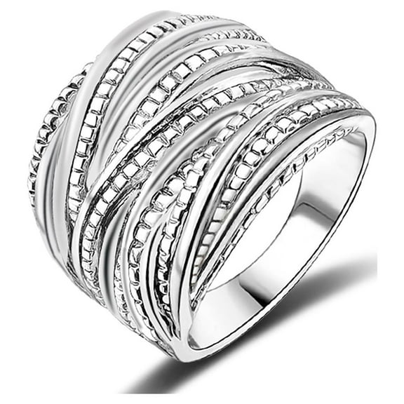 Mytys 2 Tone Intertwined Crossover Statement Ring Fashion Chunky Band Rings for Women Men Gold Silver Rose Gold Plated Wide Index Finger Rings Costume Jewelry