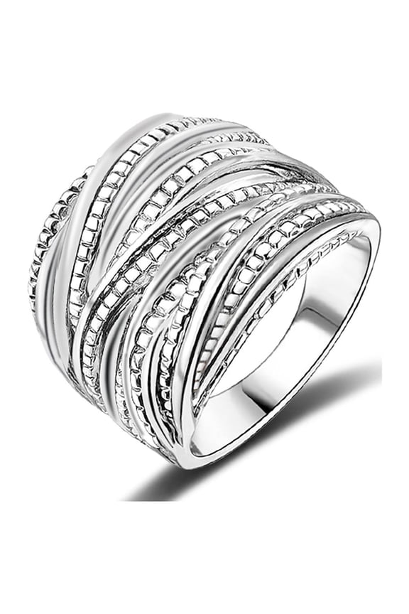 2 Tone Intertwined Crossover Statement Ring Fashion Chunky Band Rings for Women Men Gold Silver Rose Gold Plated Wide Index Finger Rings Costume Jewelry