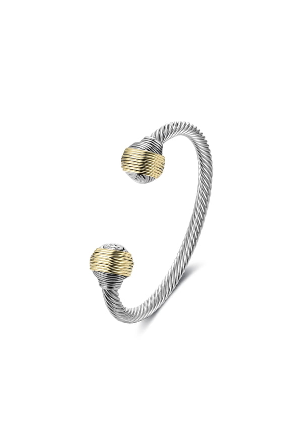 Cable Wire Cuff Bangles Retro Antique Bracelet Christmas Gift Bangle for Women