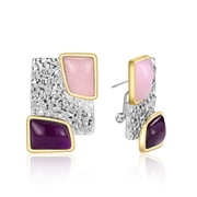 Mytys Fashion Earrings for Women Irregular Square Geometric Flower Stud Earrings