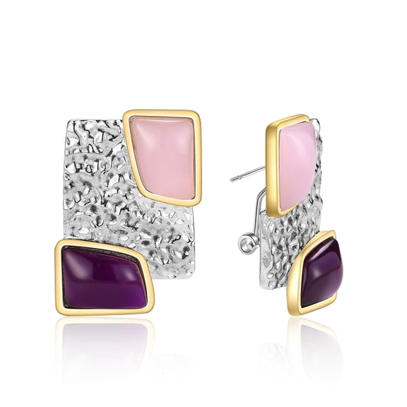 Mytys Fashion Earrings for Women Irregular Square Geometric Flower Stud Earrings