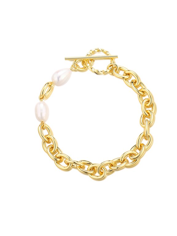 Link Bracelet Two tone Circles Chain Gold and Silver Wire Cable Bangle Bracelets for Women