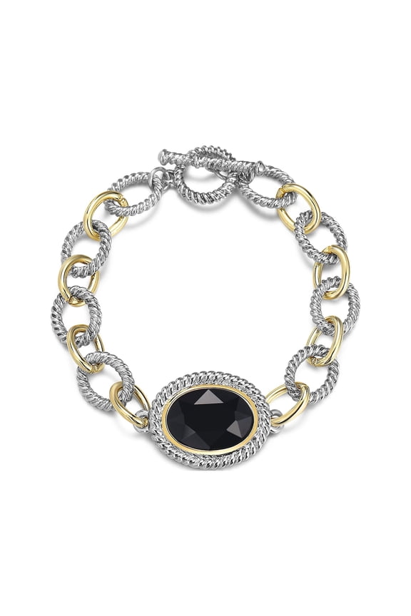 Link Bracelet Two tone Circles Chain Gold and Silver Wire Cable Bangle Bracelets for Women