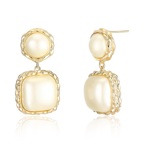 Mytys Pearl Stud Earrings Gold Dangle Faux Pearl Earring Jewelry Gifts for Women