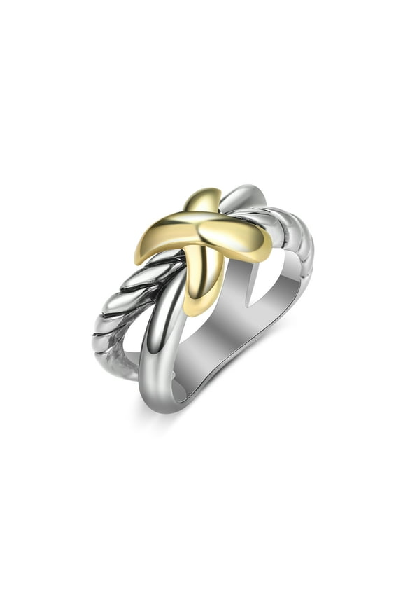 Silver Statement Rings for Women Fashion Gold Knot Band Ring Crossover X Cocktail Rings Twisted Cable Wire Ring Designer Jewelry Mothers Day Birthday Gifts for Her