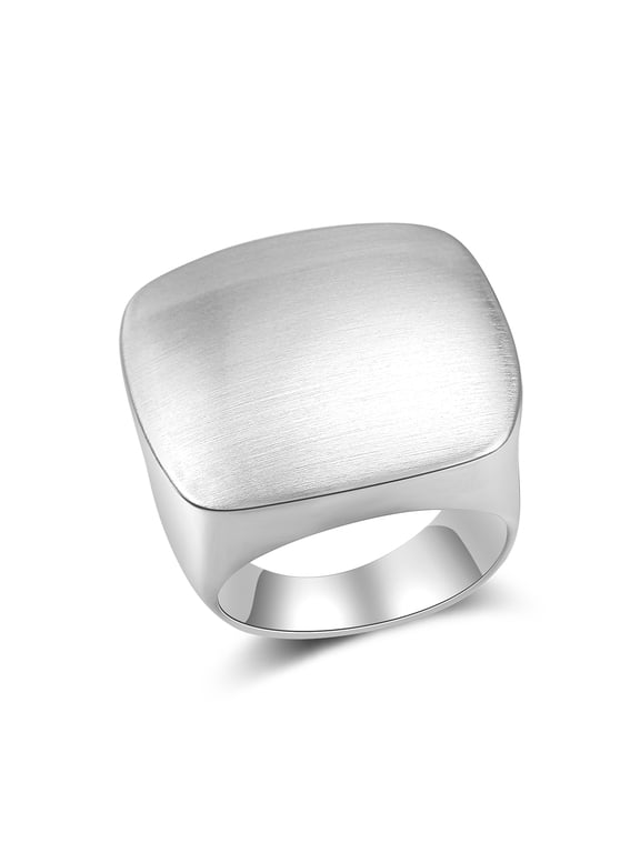 Square Cocktail Statement Rings for Women Gold & Silver Color Modern Metal Brushed Metal Ring
