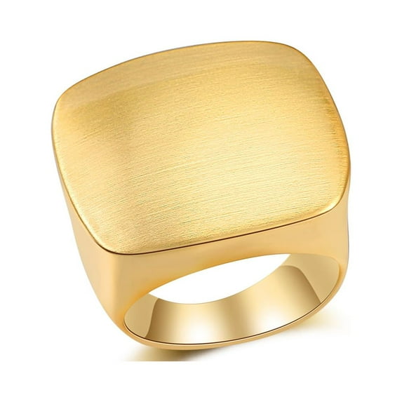 Mytys Square Cocktail Statement Rings for Women Gold & Silver Color Modern Metal Brushed Metal Ring