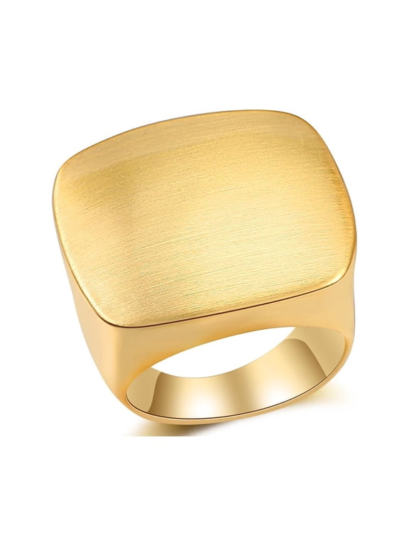 Square Cocktail Statement Rings for Women Gold & Silver Color Modern Metal Brushed Metal Ring