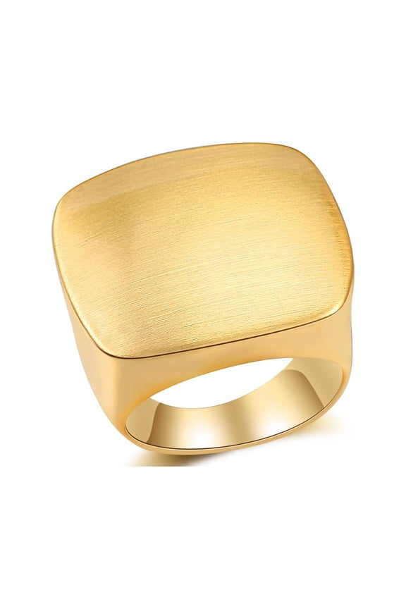 Square Cocktail Statement Rings for Women Gold & Silver Color Modern Metal Brushed Metal Ring
