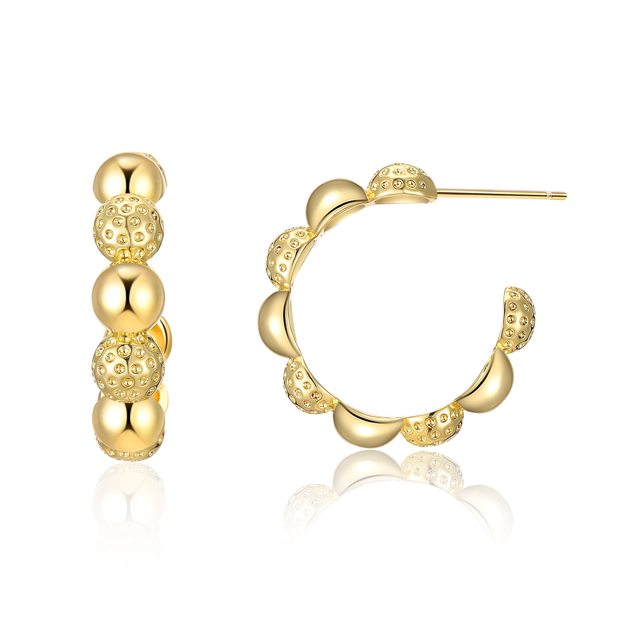 Mytys Chunky Triple Hoop Earrings For Women - 18K Gold Plated, 20mm, Hypoallergenic, Sterling Silver Posts, Bold Statement Jewelry Gift