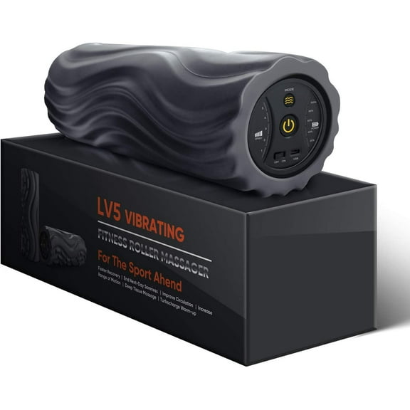 Myuilor Vibrating Foam Roller 5-Speed, High Intensity Electric Massage Roller for Fitness Muscles Recovery, Deep Tissue Relax Trigger Point Sport, Soft Foam Roller for Back & Legs Pain Relief (Black)