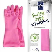 MyungJin Rubber Gloves  6 pairs  | For Dishwashing, Household, Cleaning, Heavy Duty | Waterproof, Reusable | Embossed Design | Medium Size