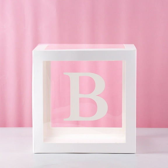 Myvepuop Home Textile Storage Letter A- Z Transparent Gift Boxes Kid Birthday Baby Shower Party Decoration,1X Letter Square Baby Shower Balloon Box Transparent Box